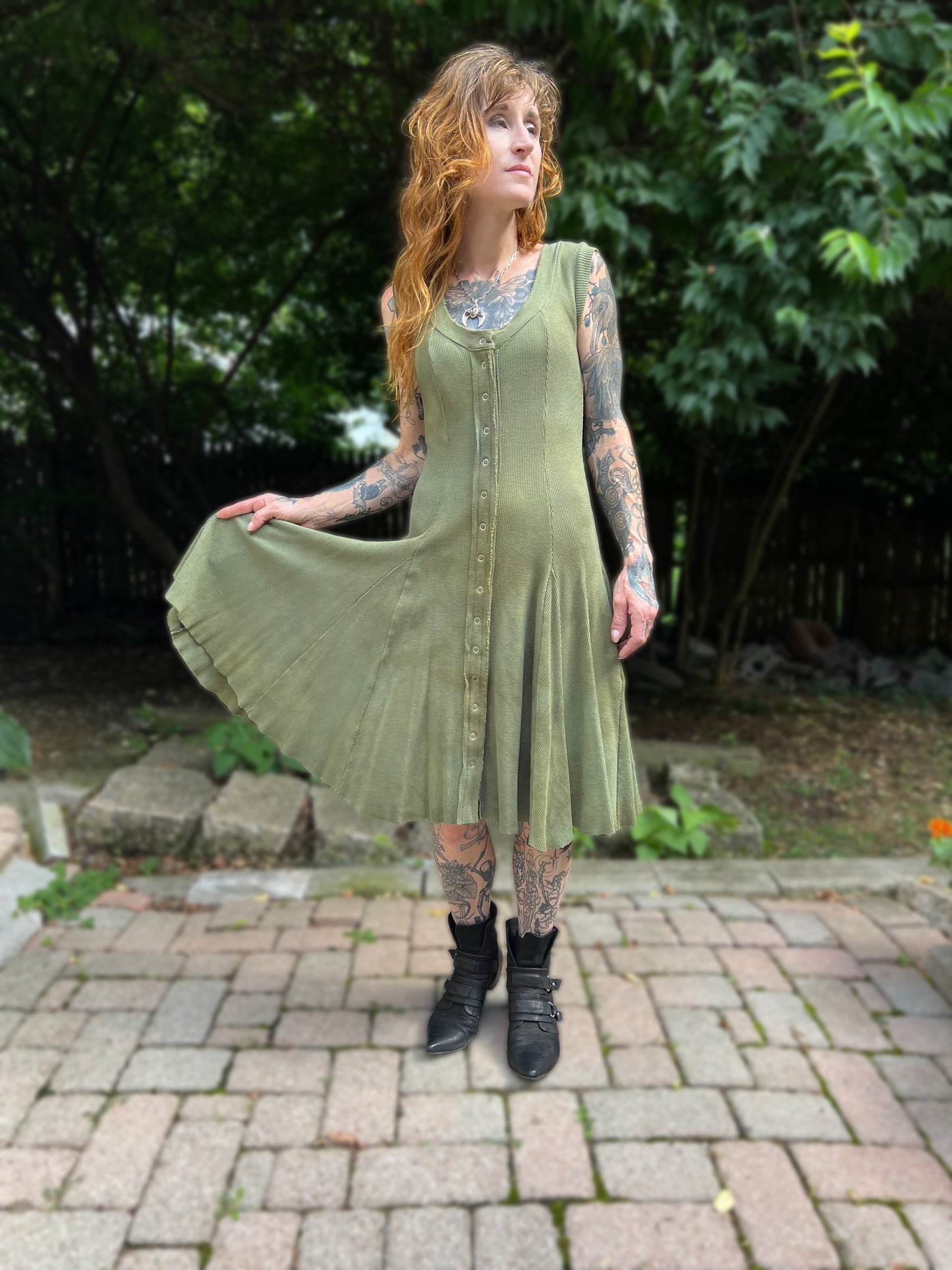 Dorian Dress Sleeveless Verdigris colorway