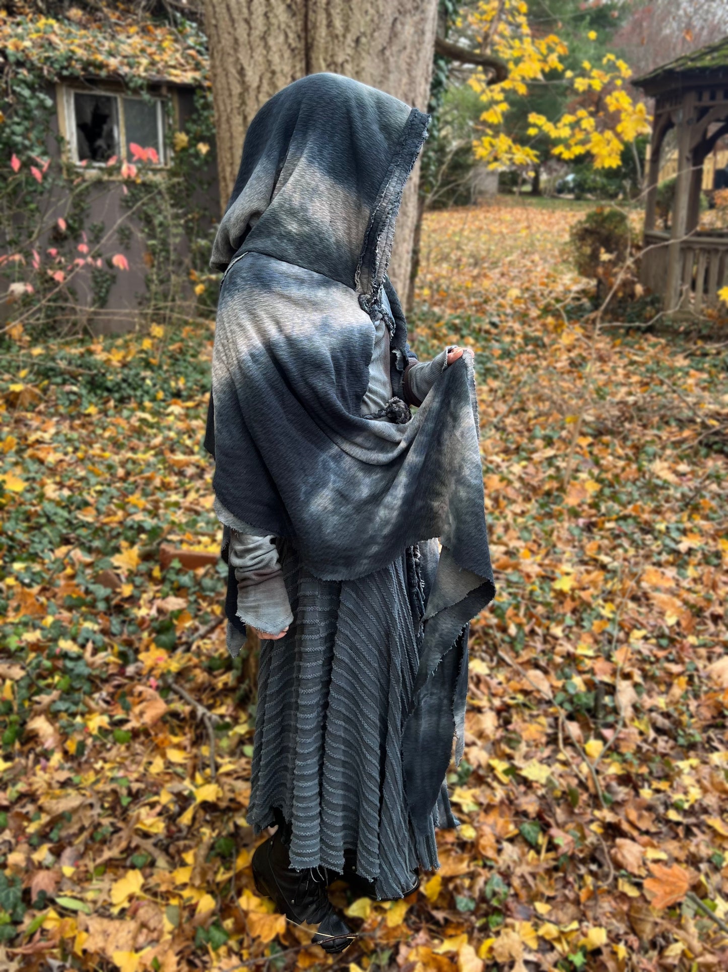 Lore Hooded Shawl Ocracoke  colorway OOAK