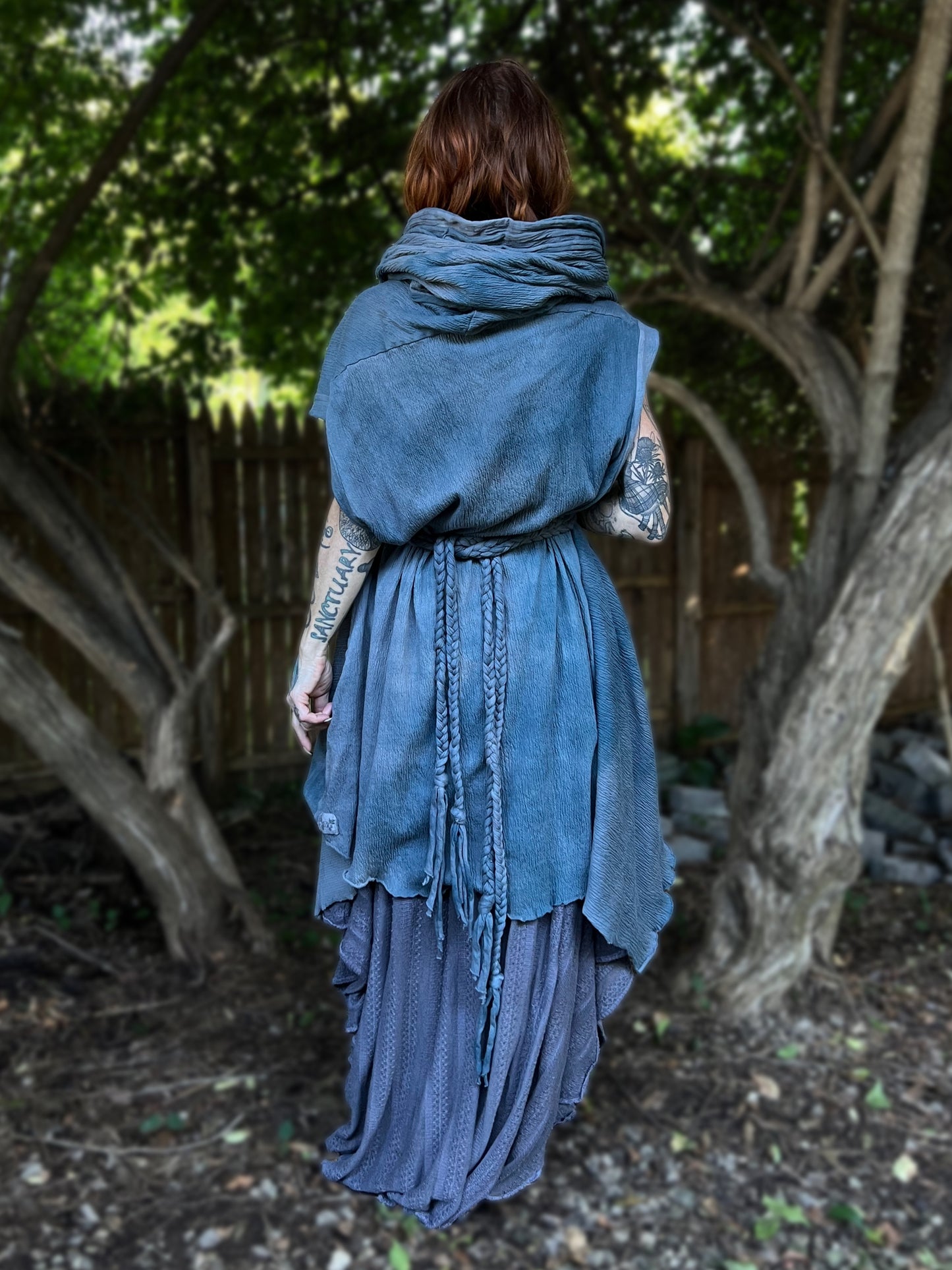 Your Favorite NPC Cloak Cropped Moody Blue