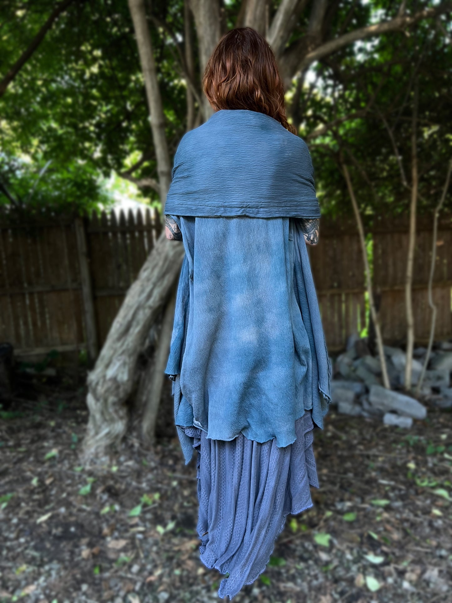 Your Favorite NPC Cloak Cropped Moody Blue