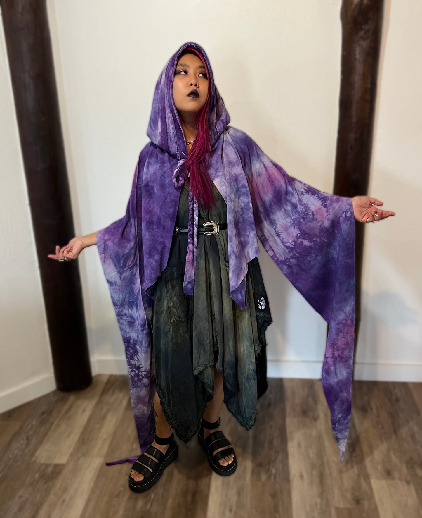 Lore Hooded Shawl Mercenaria  colorway OOAK