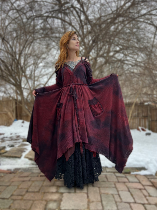 Adventuring Dress Sweaterknit Blood Moon Colorway OOAK