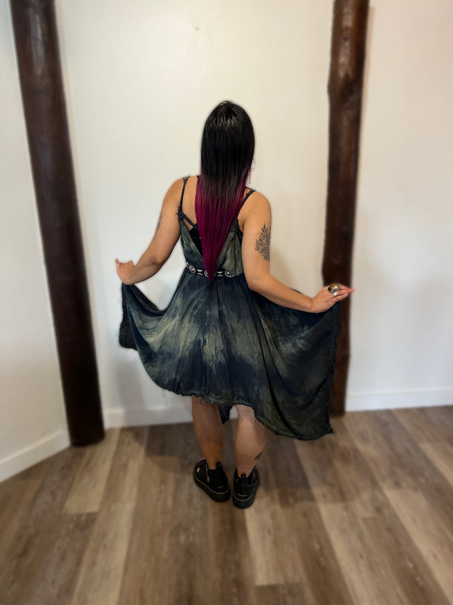 Adventuring Dress Cupro Lace Moon Snail colorway