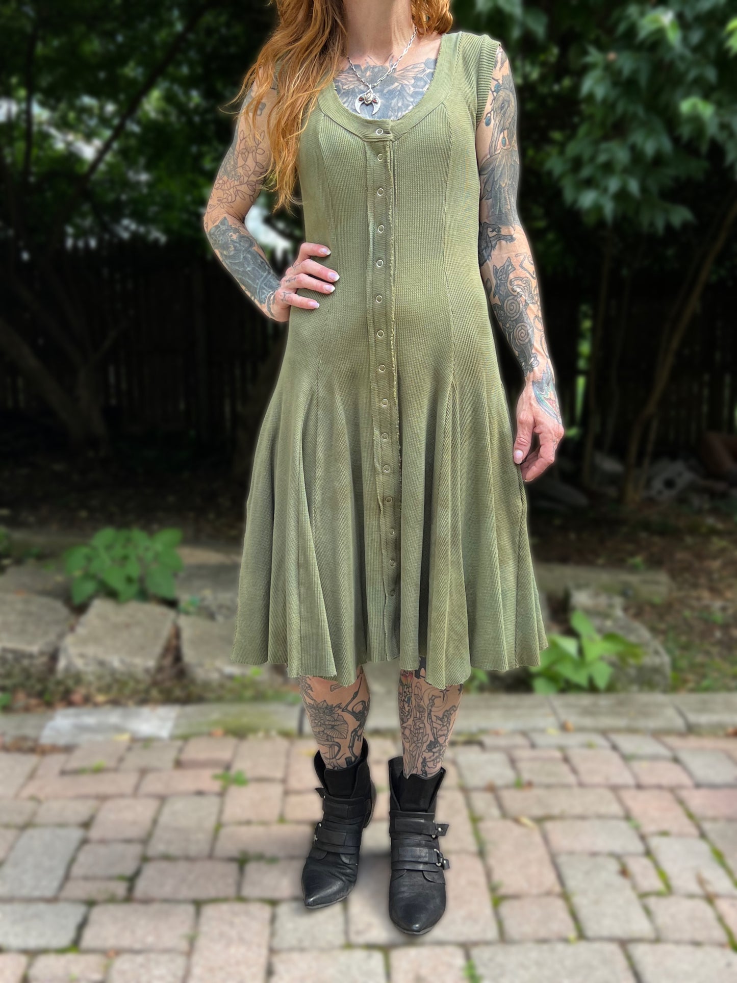 Dorian Dress Sleeveless Verdigris colorway