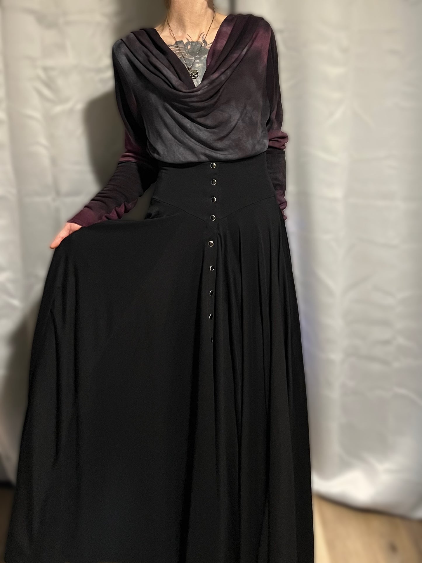 Danse Macabre Pearl Snap Maxi Skirt limited Edition