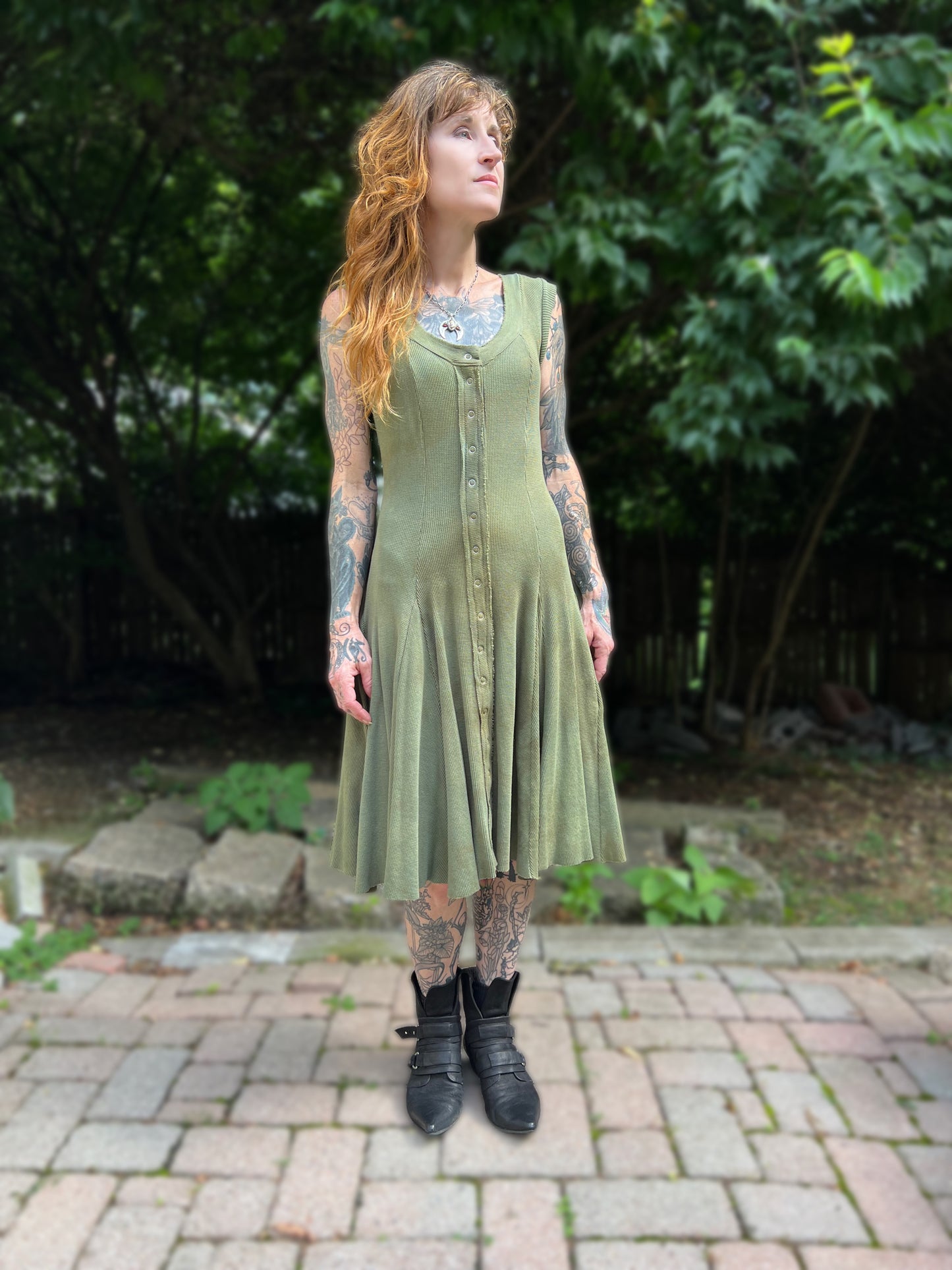 Dorian Dress Sleeveless Verdigris colorway