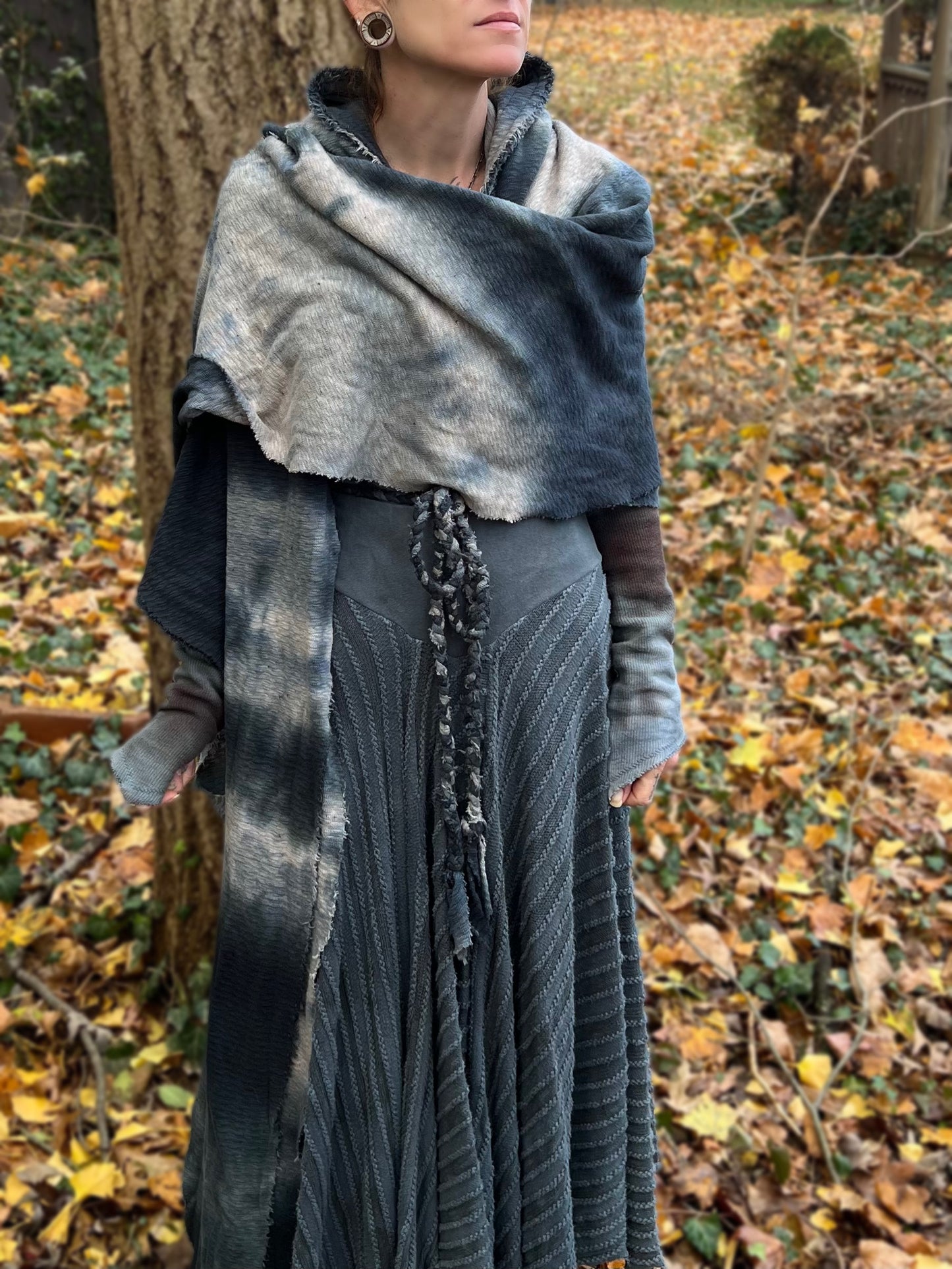 Lore Hooded Shawl Ocracoke  colorway OOAK