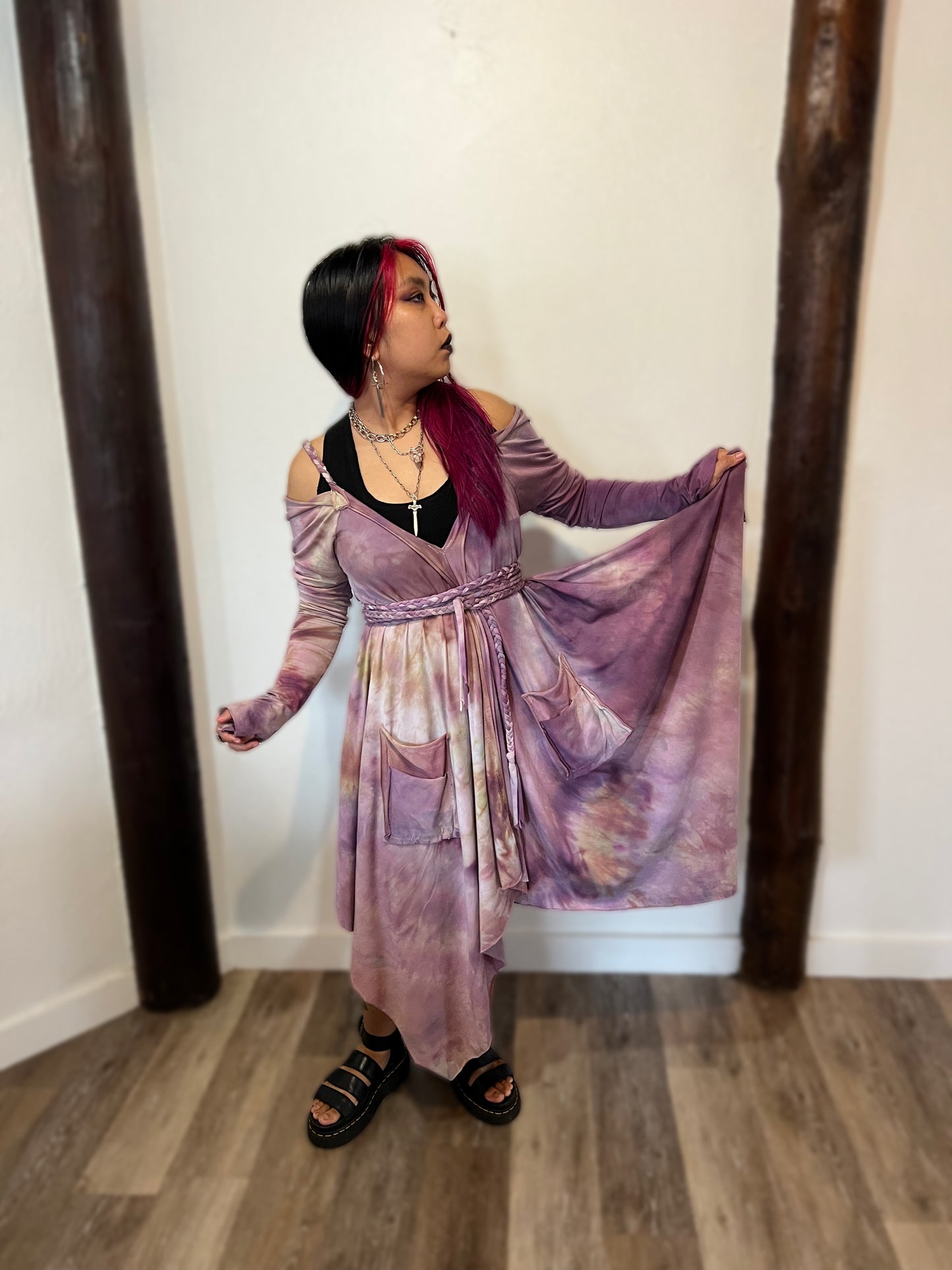 Adventuring Dress  Bell Sleeve Edition with Armwarmers Coquina colorway