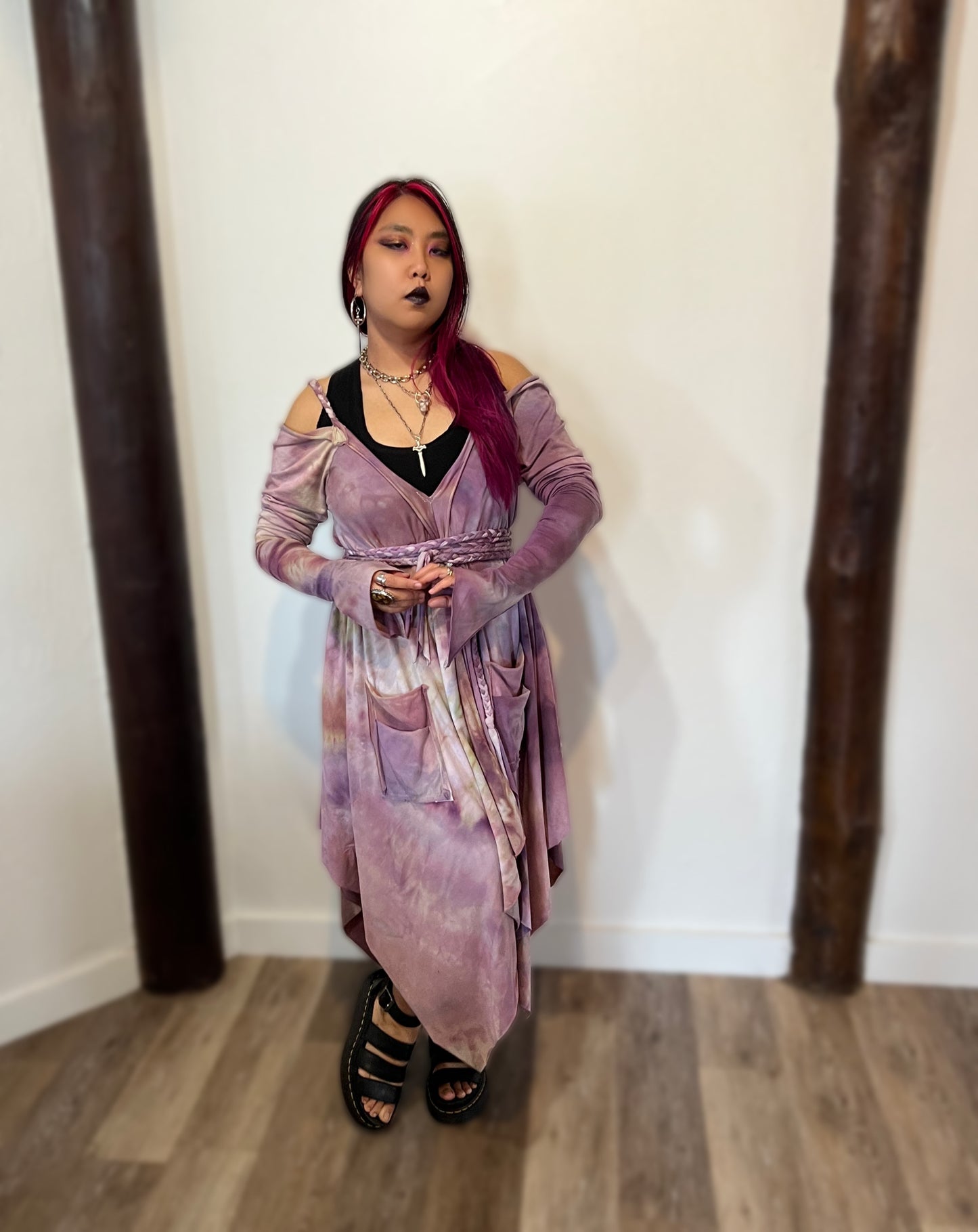 Adventuring Dress  Bell Sleeve Edition with Armwarmers Coquina colorway