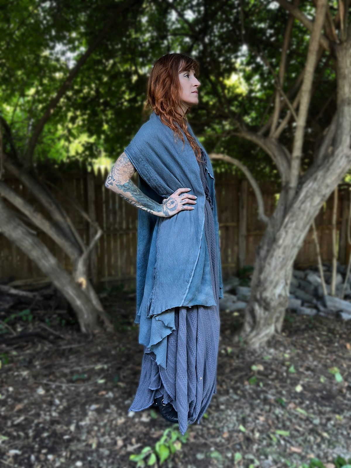 Your Favorite NPC Cloak Cropped Moody Blue