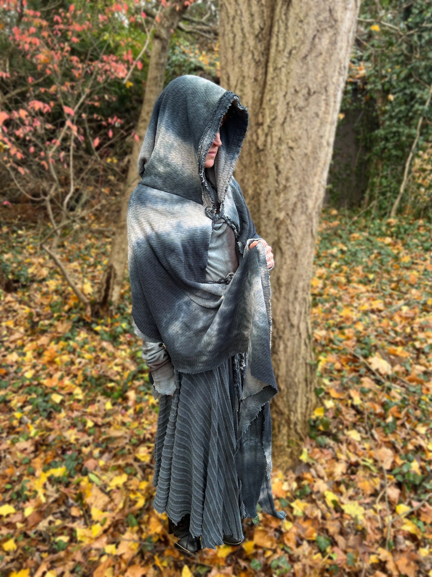 Lore Hooded Shawl Ocracoke  colorway OOAK