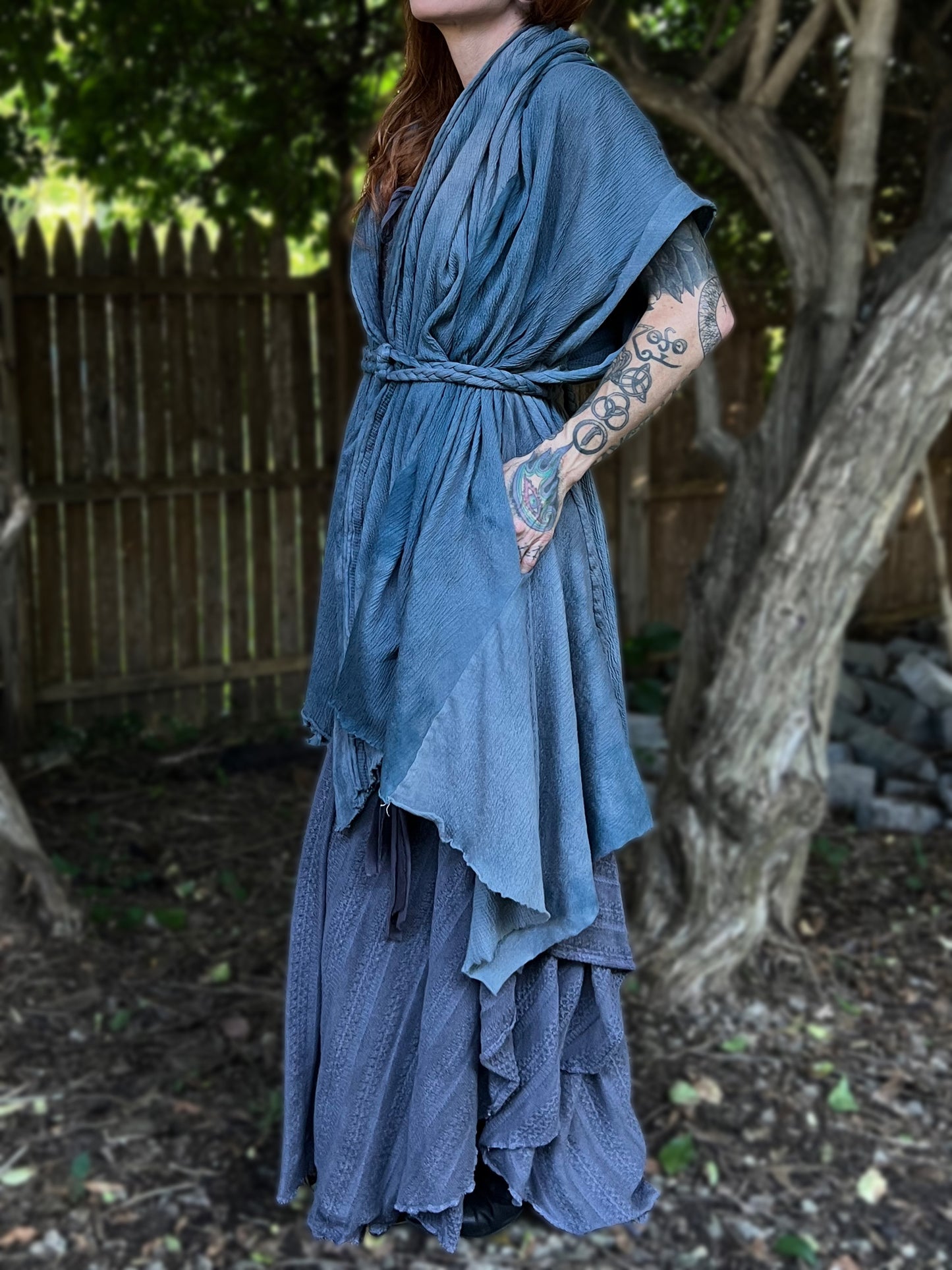 Your Favorite NPC Cloak Cropped Moody Blue