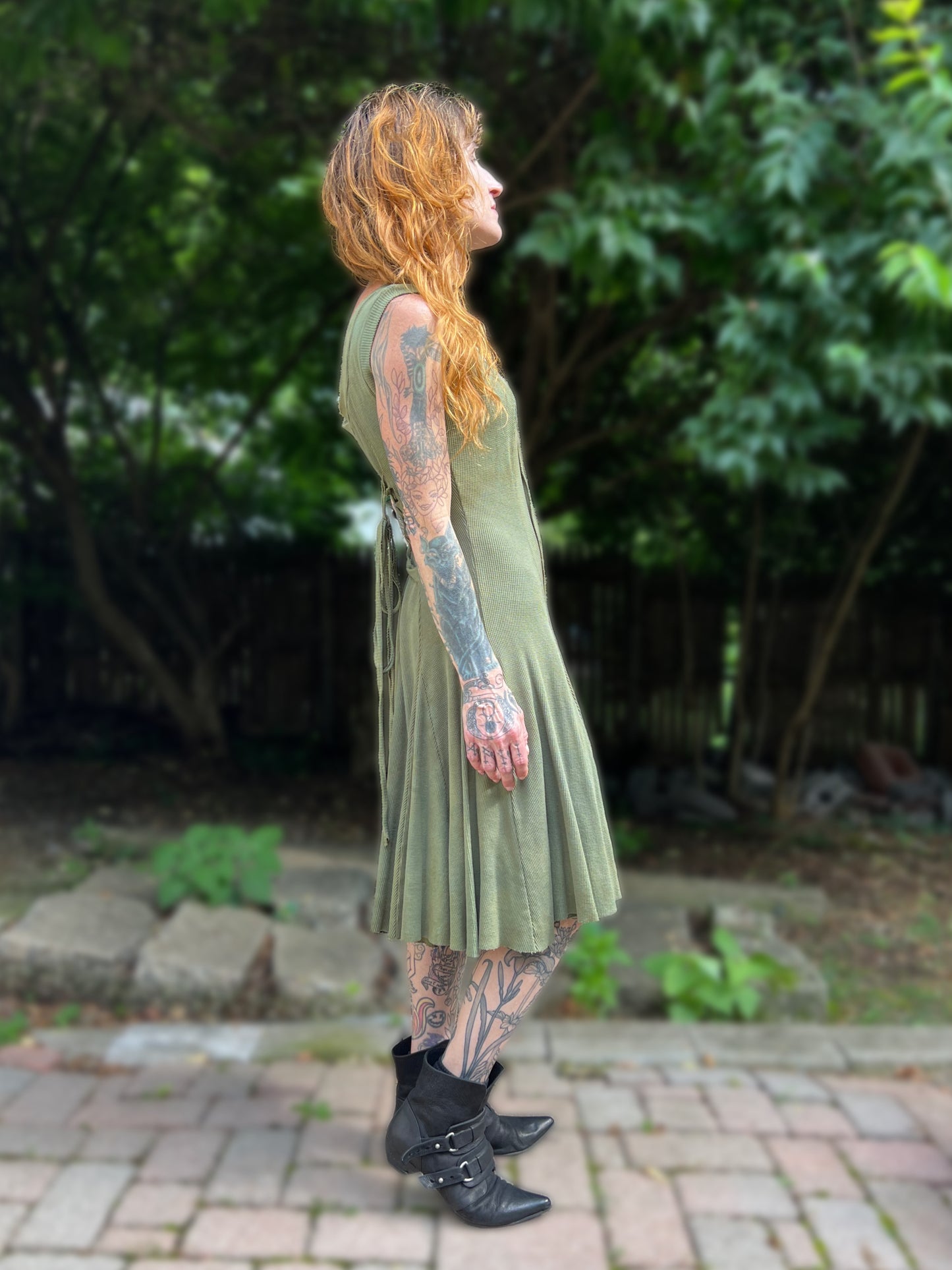 Dorian Dress Sleeveless Verdigris colorway