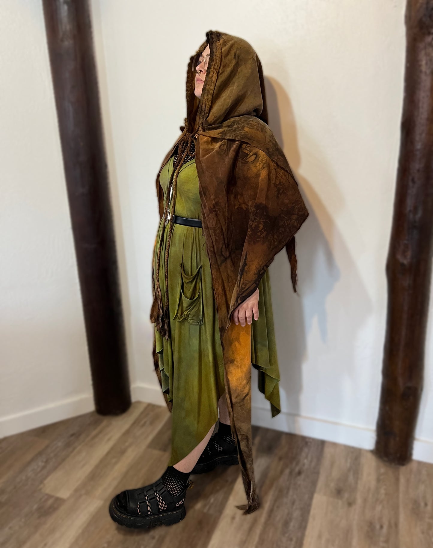 Lore Hooded Shawl Cupro Foxy Colorway OOAK