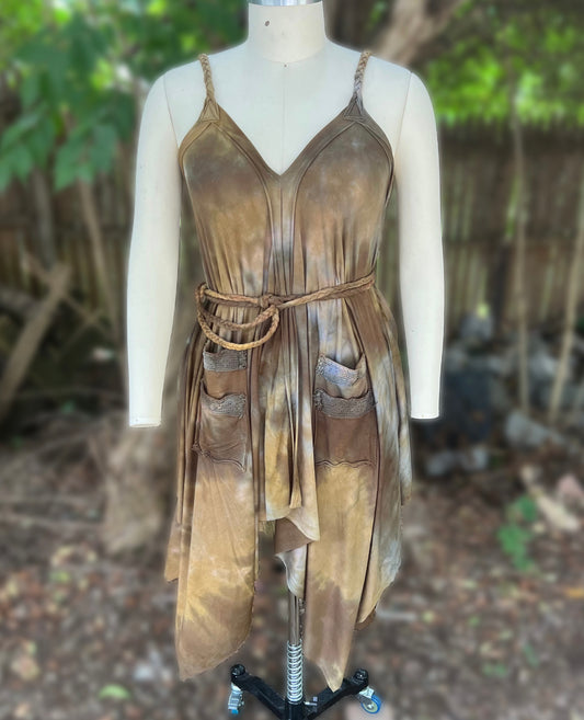 Adventuring Dress Tencel and Lace Riverbank colorway