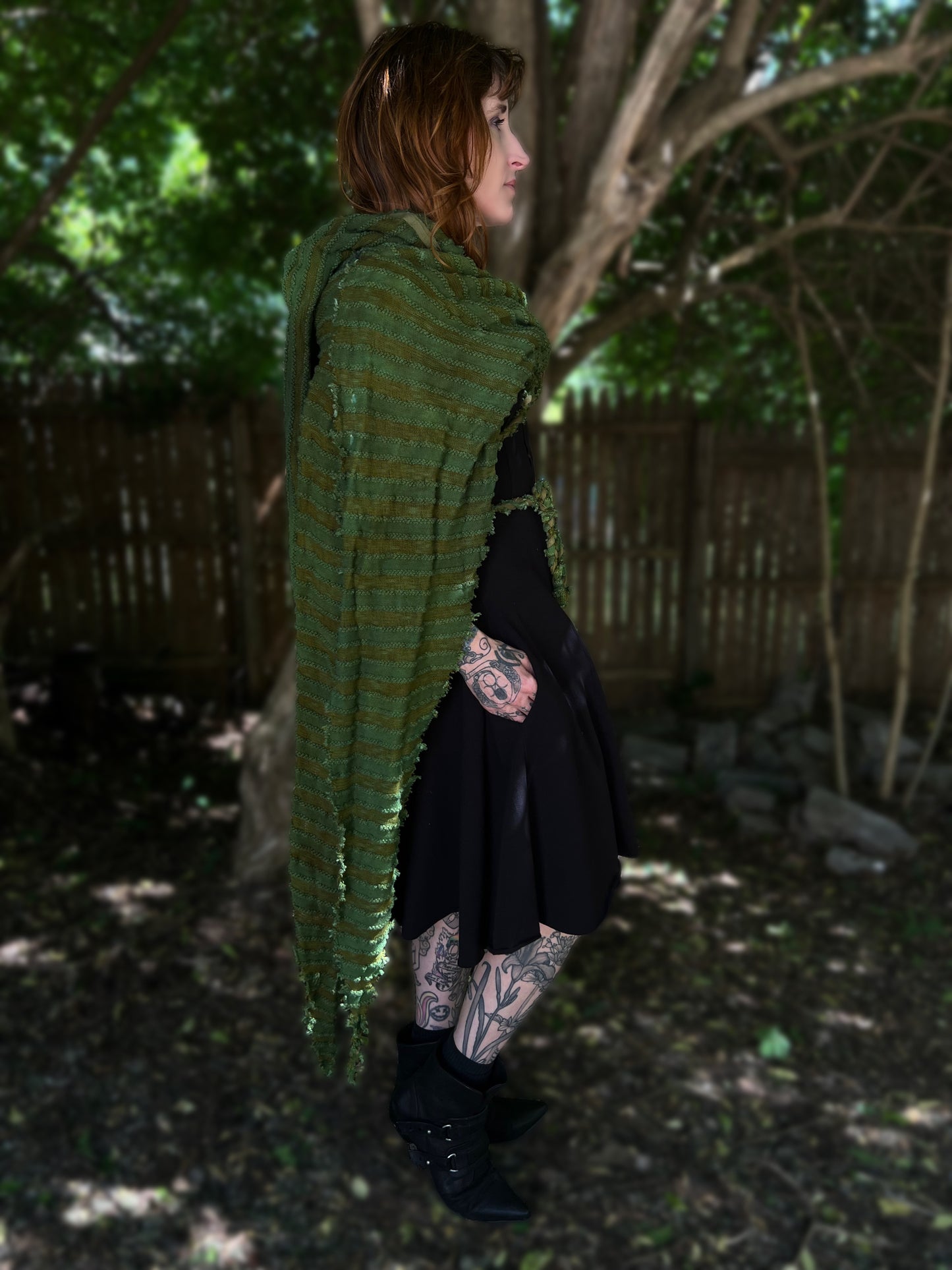 Lore Hooded Shawl Taxus colorway