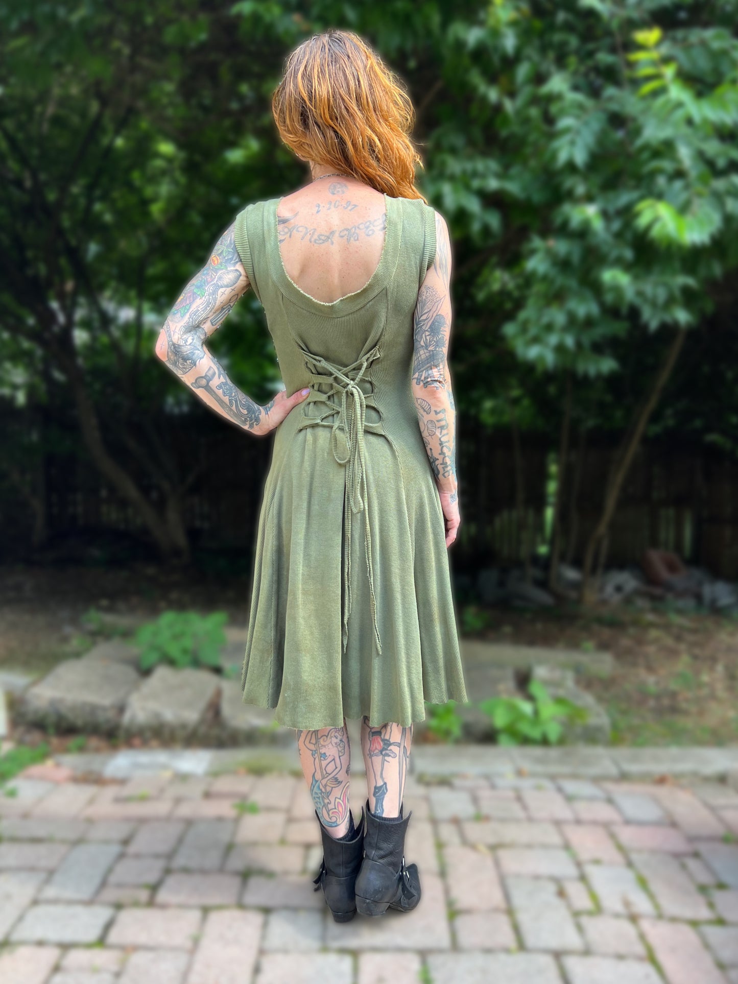 Dorian Dress Sleeveless Verdigris colorway