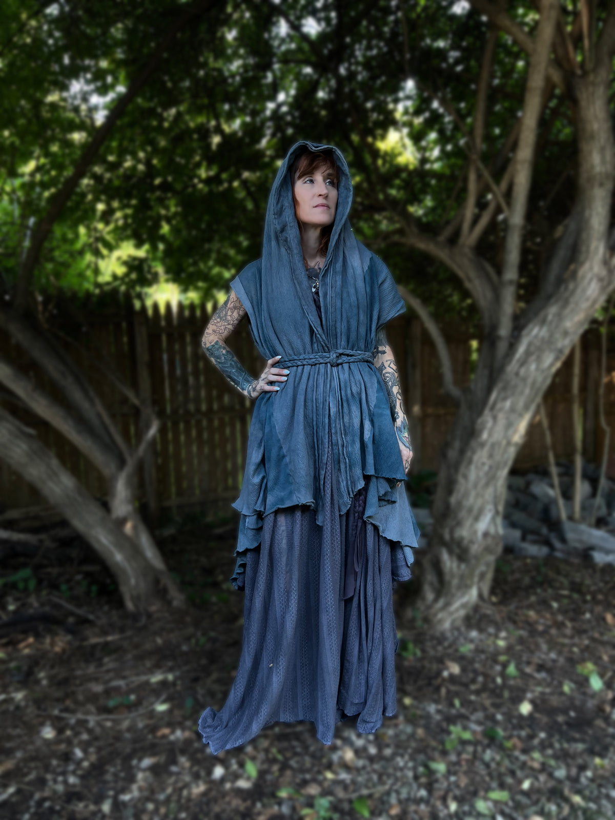 Your Favorite NPC Cloak Cropped Moody Blue