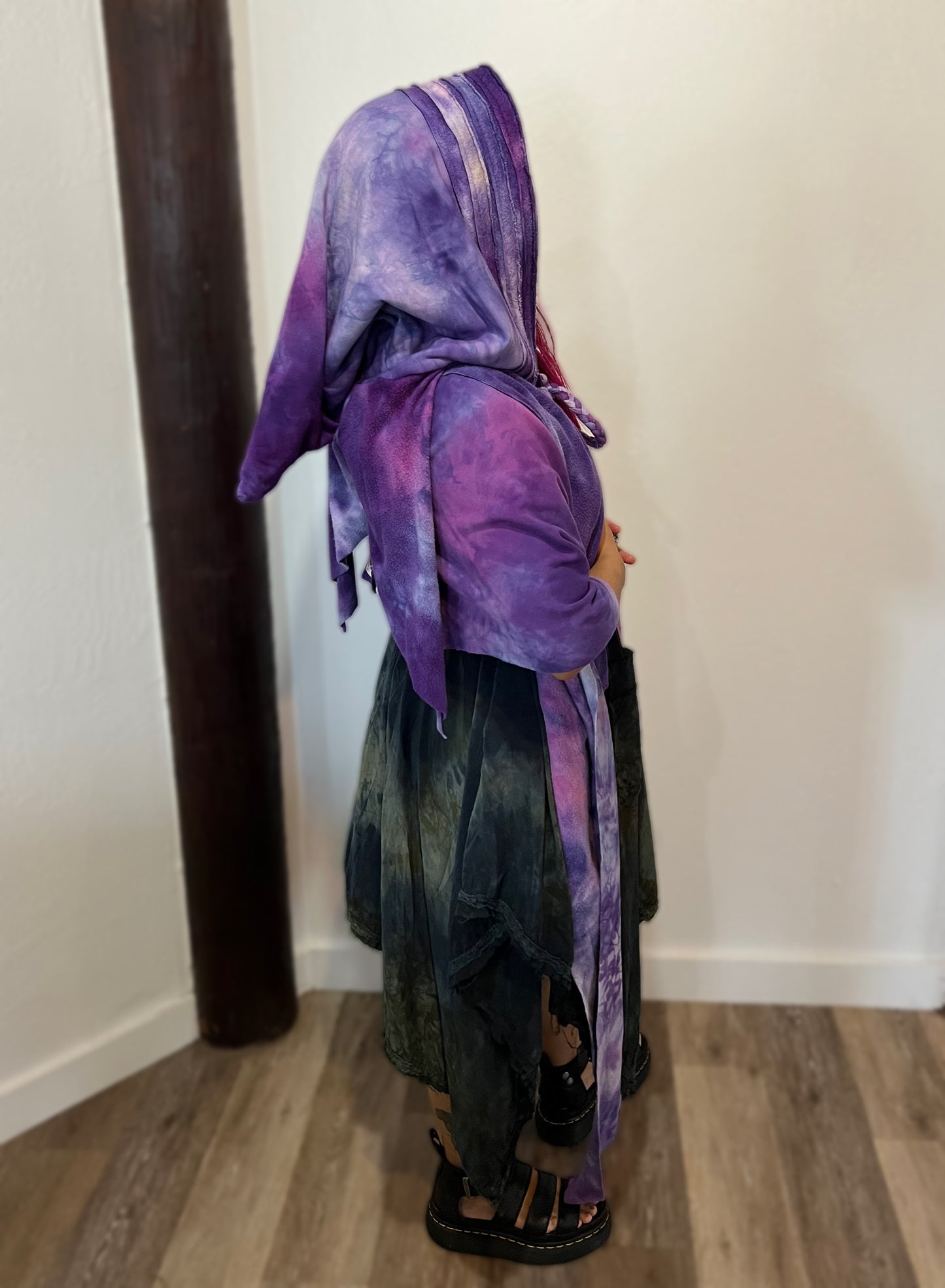 Lore Hooded Shawl Mercenaria  colorway OOAK