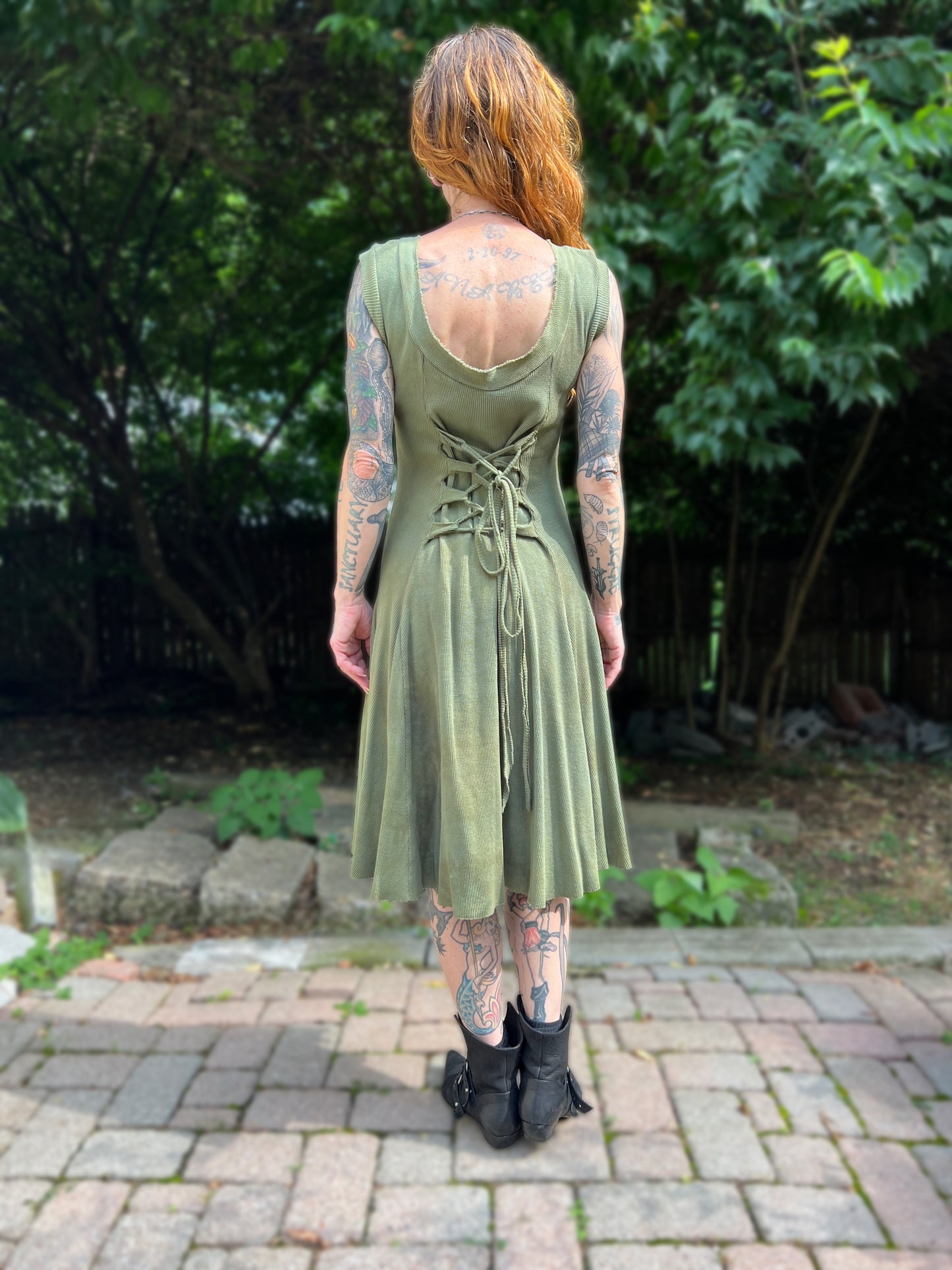 Dorian Dress Sleeveless Verdigris colorway
