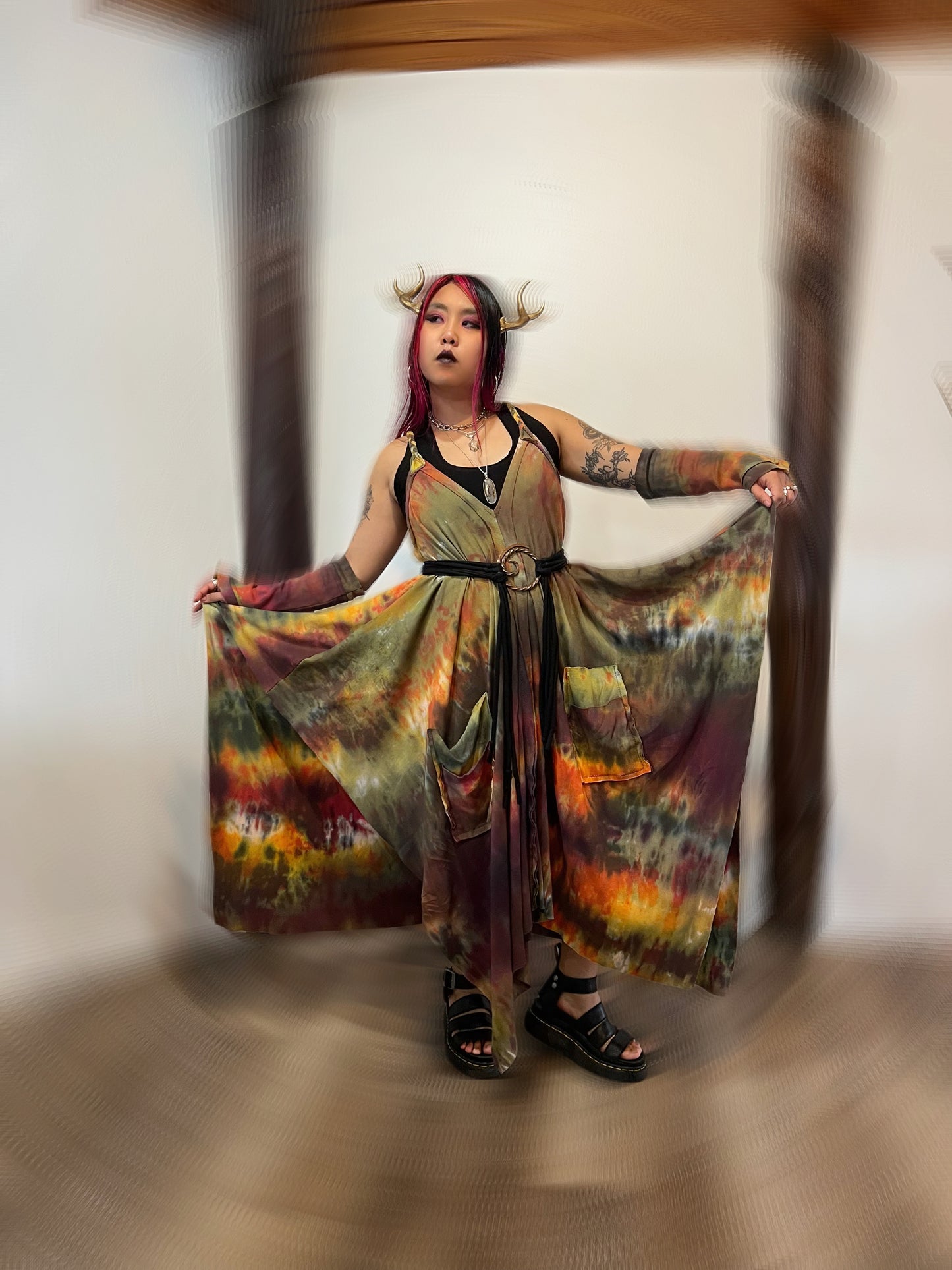 Adventuring Dress with Arm Warmers Samhain colorway