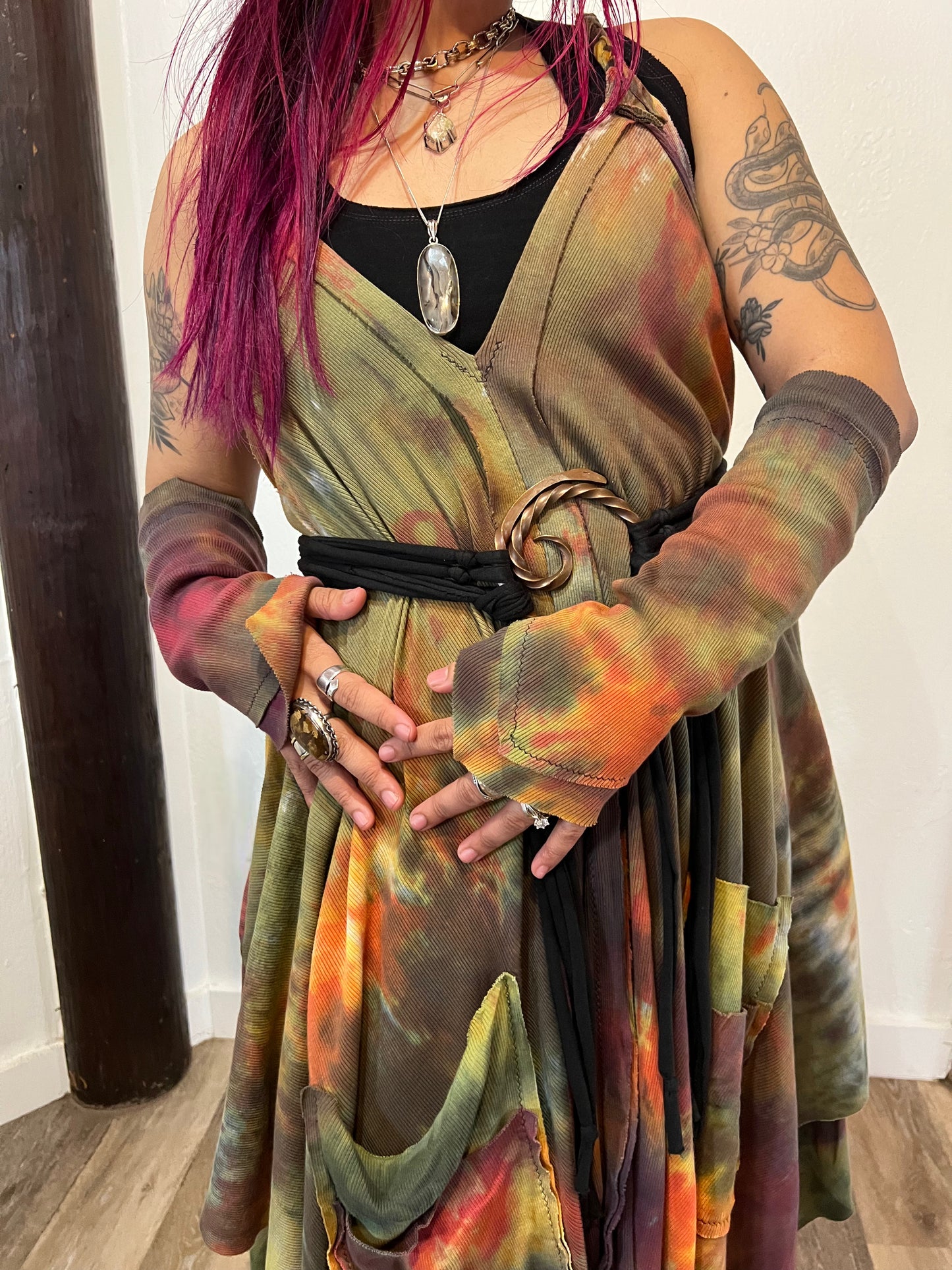 Adventuring Dress with Arm Warmers Samhain colorway