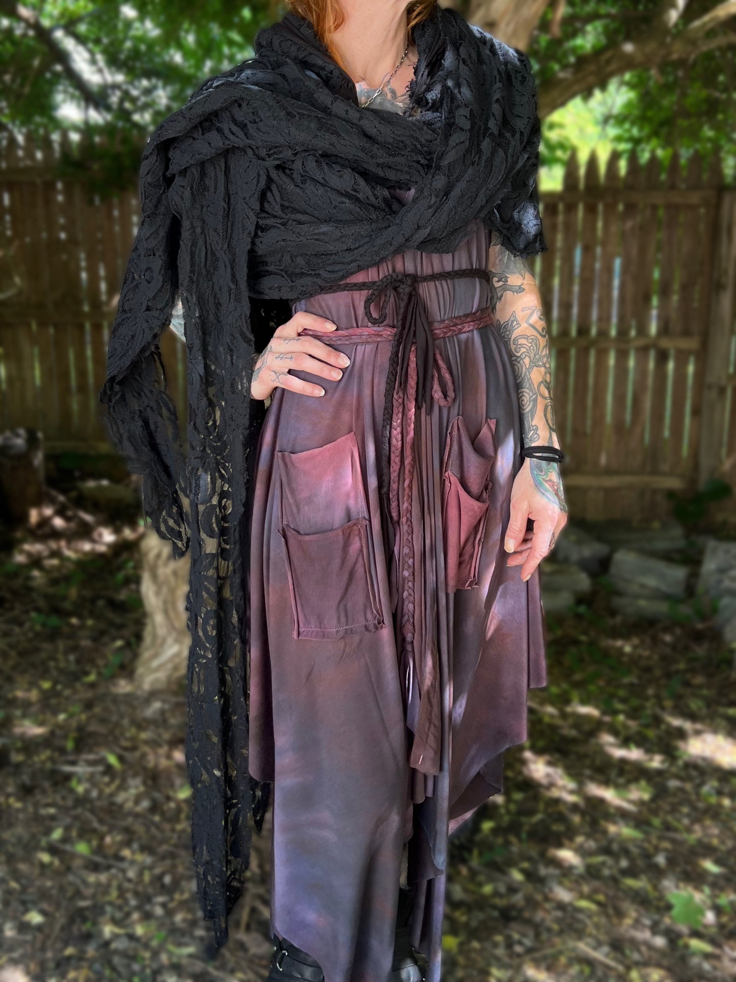 Lore Hooded Shawl Black Lace OOAK