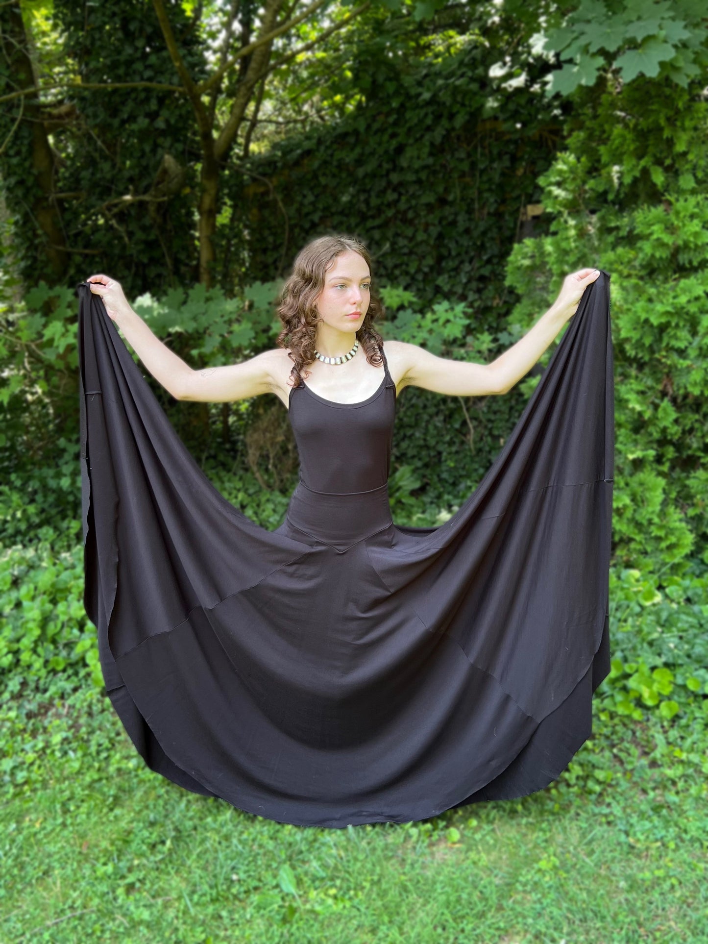 Danse Macabre Maxi Skirt Jet Black PREORDER
