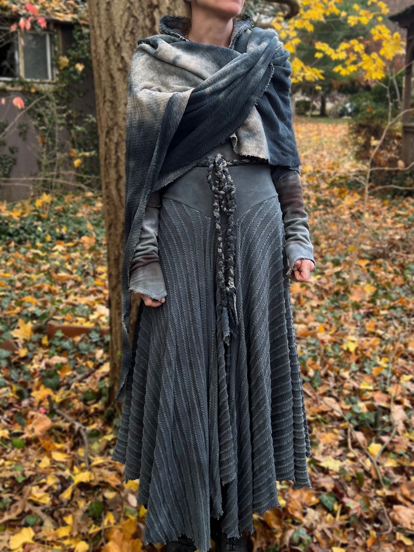 Lore Hooded Shawl Ocracoke  colorway OOAK