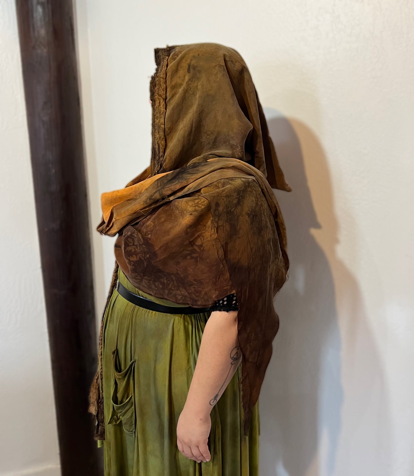 Lore Hooded Shawl Cupro Foxy Colorway OOAK