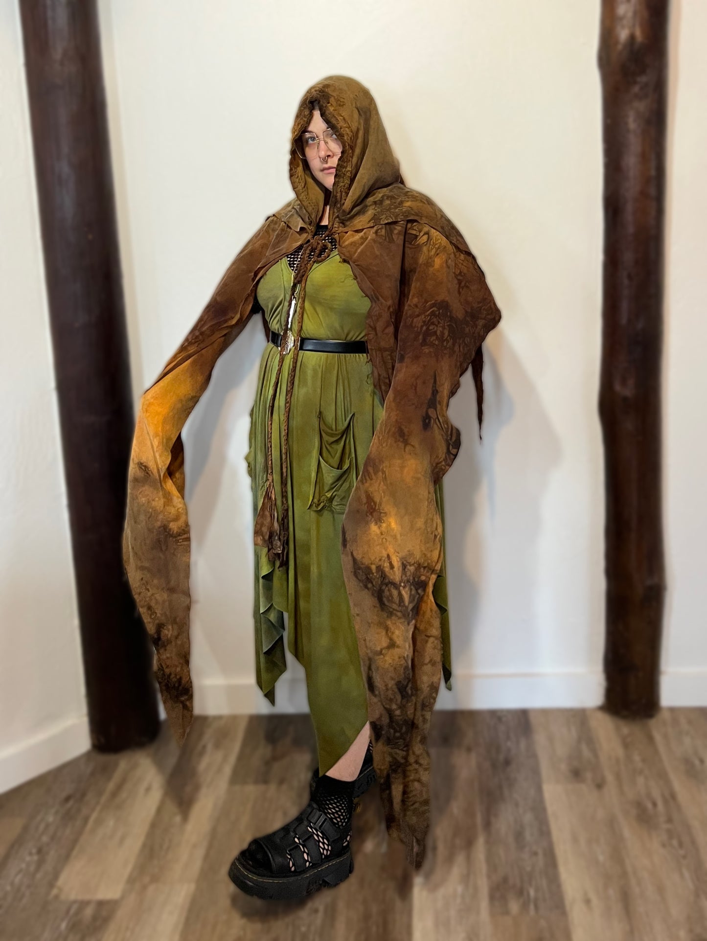 Lore Hooded Shawl Cupro Foxy Colorway OOAK