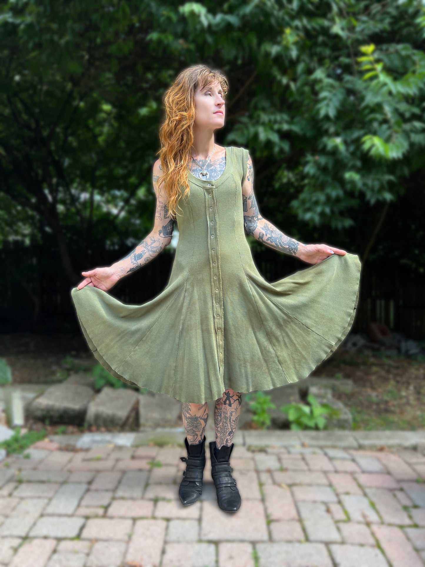Dorian Dress Sleeveless Verdigris colorway