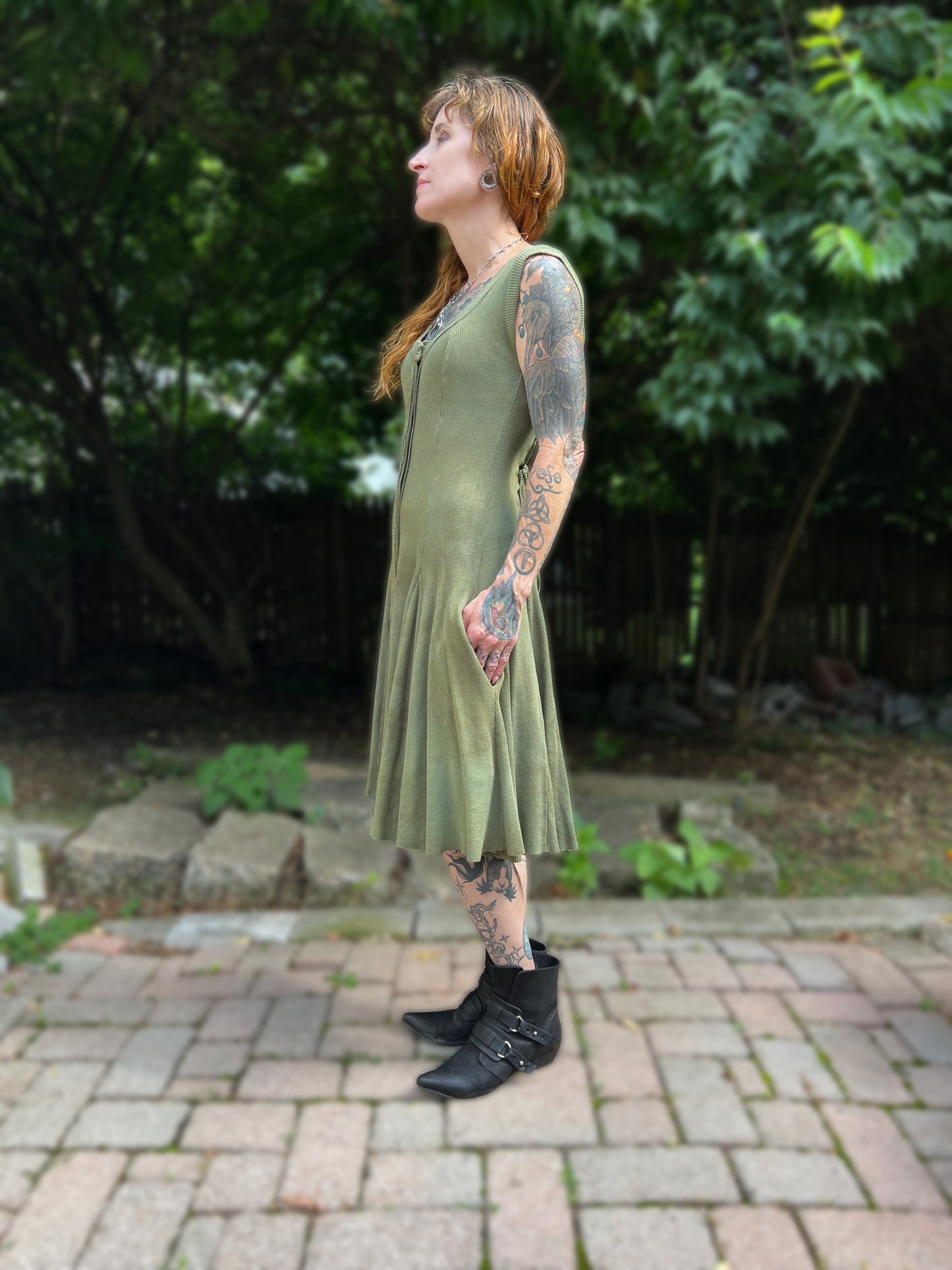 Dorian Dress Sleeveless Verdigris colorway