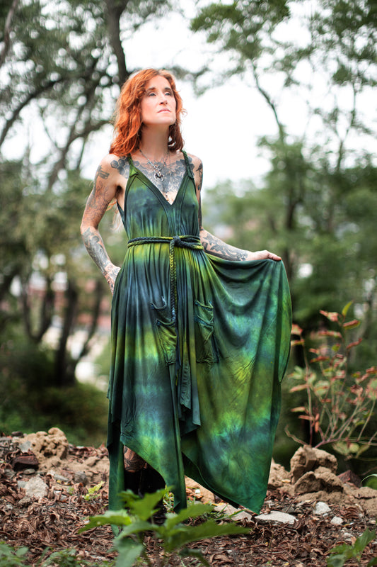 Adventuring Dress Tencel and Lace Pastoral colorway