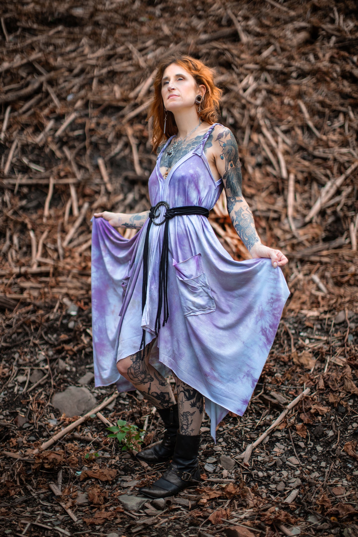 Adventuring Dress Tencel  Moonstone colorway