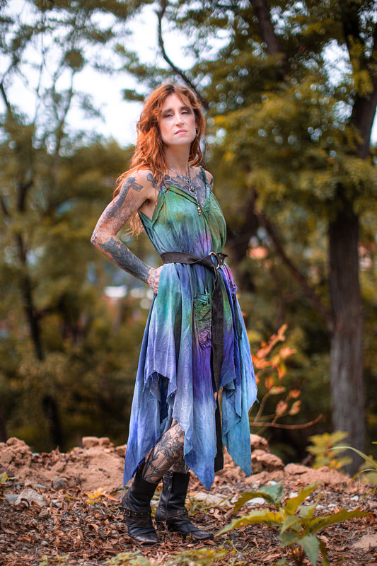 Adventuring Dress Cupro Meadow colorway