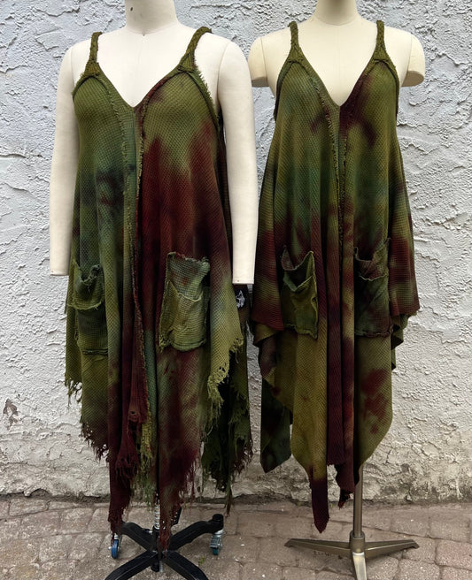 Adventuring Dress Waffle Knit Serpentina colorway with Distressed option