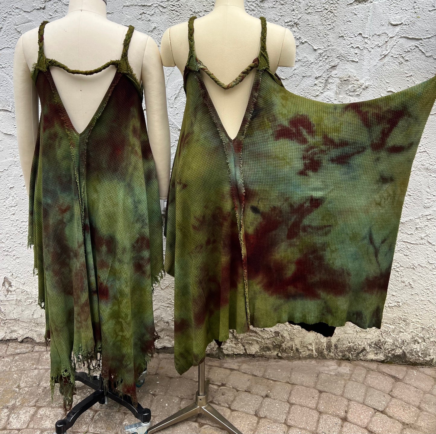 Adventuring Dress Waffle Knit Serpentina colorway with Distressed option