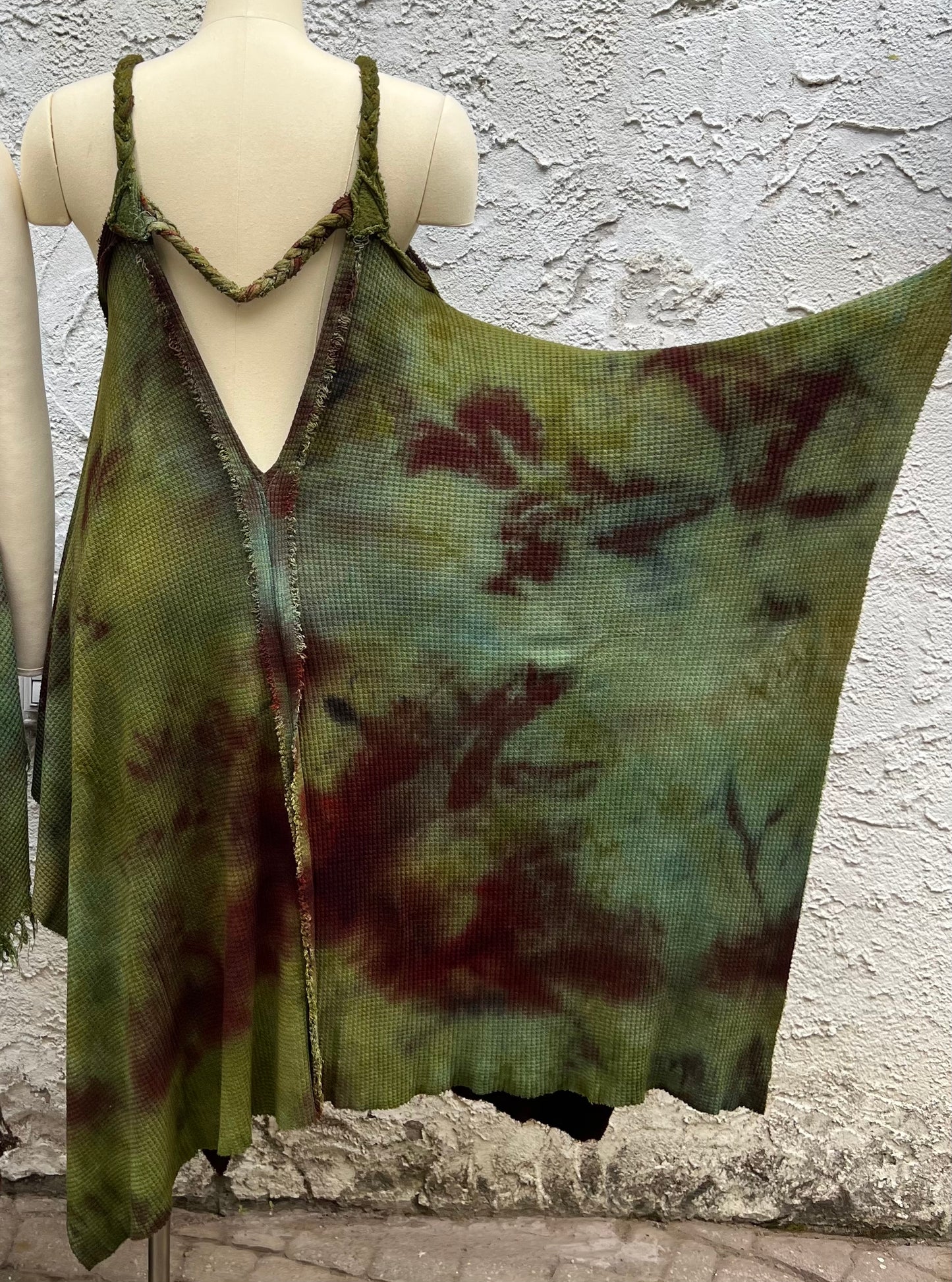 Adventuring Dress Waffle Knit Serpentina colorway with Distressed option