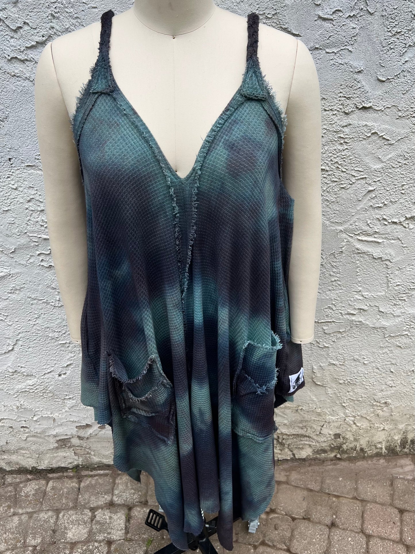 Adventuring Dress Waffle Knit Pluto colorway OOAK