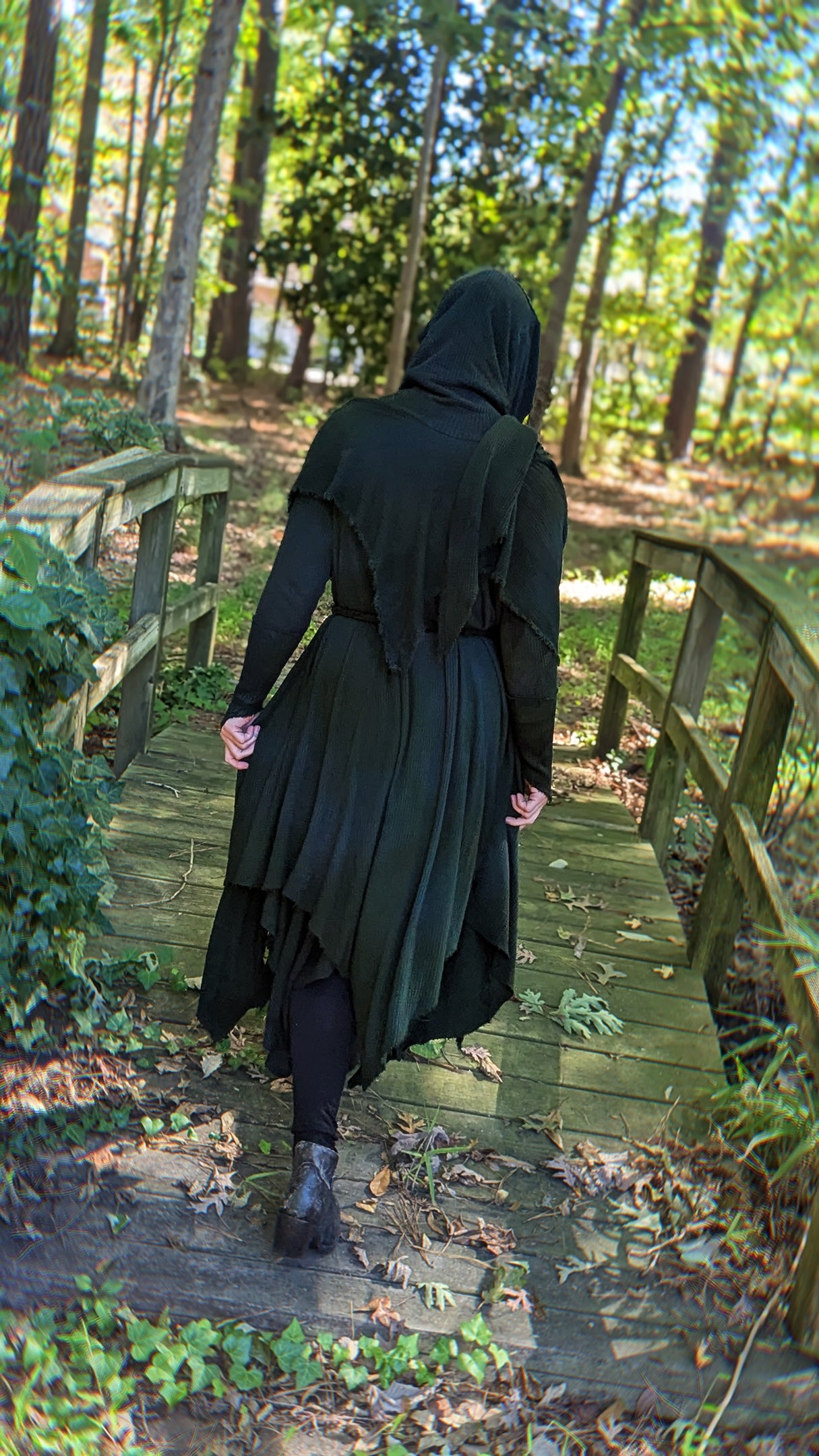 Traveler’s Cloak Waffle Knit Yaupon colorway CROPPED OOAK